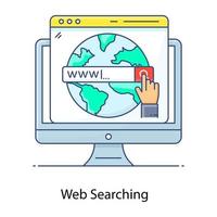 Flat outline icon of web searching, browsing