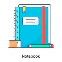 bloc de notas, icono de contorno plano del cuaderno vector