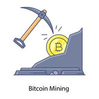 Axe on bitcoin, concept icon of bitcoin mining vector