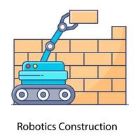 Robotics construction flat outline icon, automation vector