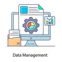 concepto de procesamiento estadístico, icono de gestión de datos en un diseño conceptual vector