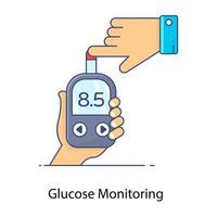 Flat outline icon of glucose monitoring, editable design vector