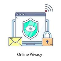 Eye inside shield on web page symbolizing online security monitoring icon vector