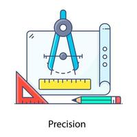 herramienta geométrica, icono de contorno plano de precisión vector