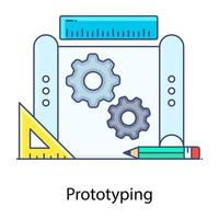 Draft Engineering, flat outline icon of prototyping vector