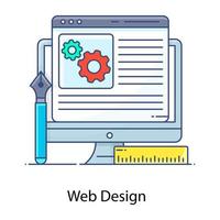 Flat outline icon of web design, graphic designing vector