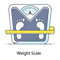 Weight machine flat outline concept icon, obesity scale vector