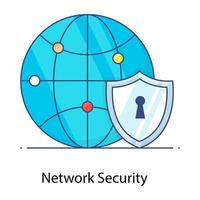 An icon design of network security in flat outline style vector