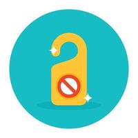 Hotel door hanger, do not disturb tag in flat icon vector