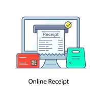 Invoice inside monitor, flat style of online receipt icon vector