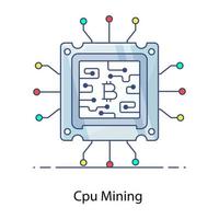 Icon of cpu mining in filled outline vector