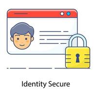 Profile with padlock, identity secure icon vector