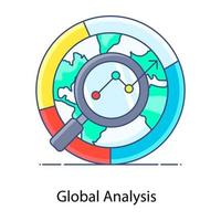 Pie chart flat outline concept icon denoting, quantity graphical representation vector