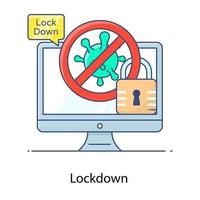Coronavirus isolation period, flat outline concept icon of lockdown vector