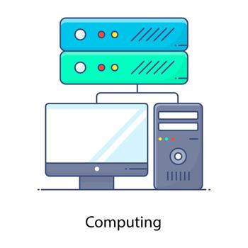 icono de contorno plano de computación, redes vector