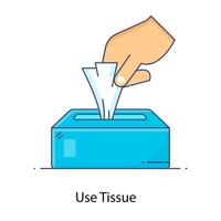 Conceptual flat outline icon of use tissue vector