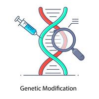 Concept flat outline icon of genetic modification vector