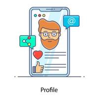 Profile flat outline icon, personal identity vector