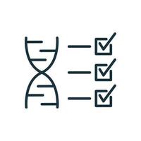 Test DNA line icon. Analysis and Check of Genetic Code. Genetics Testing and Verification. DNA Analysis and check mark line icon. Vector illustration.