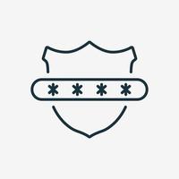 Shield with Private Password Line Icon. Safety and Security Symbol. Vector illustration