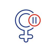 Menopause Line Icon. Symbol of Menopause Period. Female Gender Line Icon with Menstrual Pause. Flat Icon Style. Vector illustration.