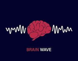 Human Brain Waves. Brain Activity Wave concept. Pink Mind with Mental Wave. Isolated blue background. Vector illustration.