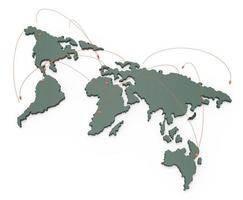red social humana 3d en el mapa mundial como concepto