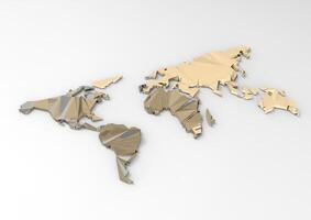 low polygon 3d world map on white background photo