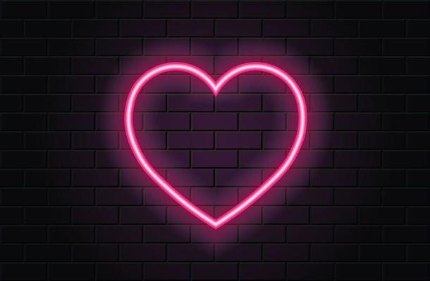 Neon Love for valentines day on black brickwall background 5233021 ...