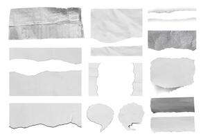 Collection of torn paper isolated on white background. photo