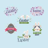 Set of Happy Easter Sticker vector