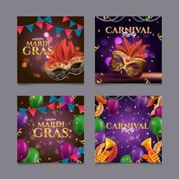 conjunto de redes sociales de mardi gras vector