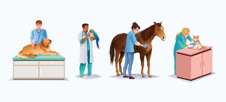 conjunto de conceptos de personajes del día del veterinario vector