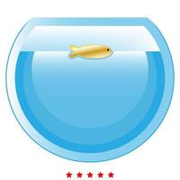 Fish in round aquarium icon . Flat style vector