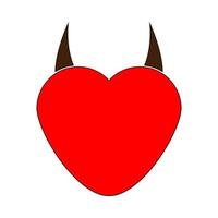 corazón con icono de cuerno de diablo. color diferente . vector