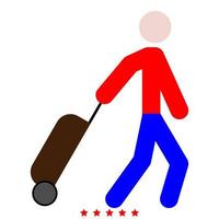 Man with suitcase icon Illustration color fill style vector