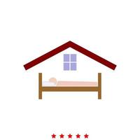 Man in bed hotel it is icon . vector