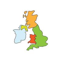 Map of United Kingdom icon . Different color . vector