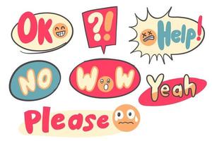 Freehand Drawing Speech bubble of Interjection words vector