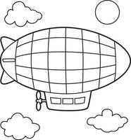 Zeppelin Coloring Page for Kids vector