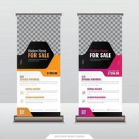 Real Estate Business Roll Up Banner Template. Real Estate Pull Up Banner, Agency Banner, Rectangle size. Roll Up Design. vector
