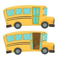 School Bus with separate elements doors open and close vector