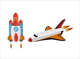 a set of spaceship flat illustrations vector