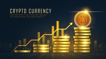 Golden Bitcoin blockchain technology concept vector