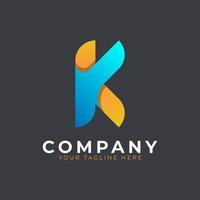 Creative Initial Letter K Logo Design. Yellow and Blue Geometric Arrow Shape. Usable for Business and Branding Logos. Flat Vector Logo Design Ideas Template Element. Eps10 Vector