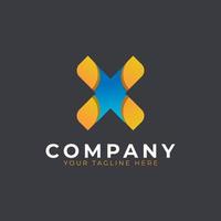 Creative Initial Letter X Logo Design. Yellow and Blue Geometric Arrow Shape. Usable for Business and Branding Logos. Flat Vector Logo Design Ideas Template Element. Eps10 Vector