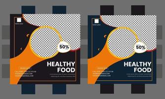 Publicación en redes sociales de comida y restaurante. vector