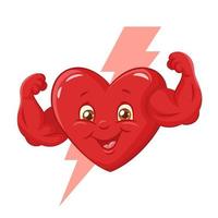 Strong and healthy human heart with big muscular arms vector
