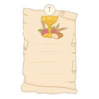 First holy communion invitation card on old paper vector