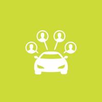 carsharing service vector icon, car and passengers